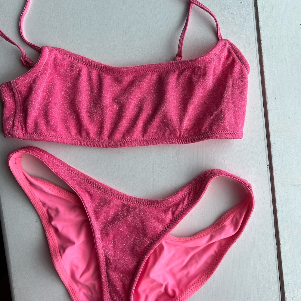 pink sparkle triangl bikini